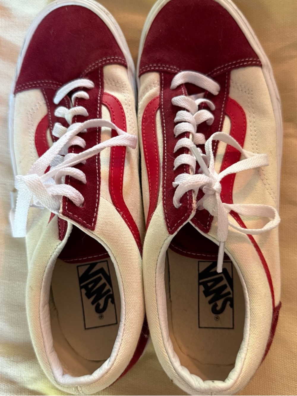 Vans Red and White Low-Top Sneakers